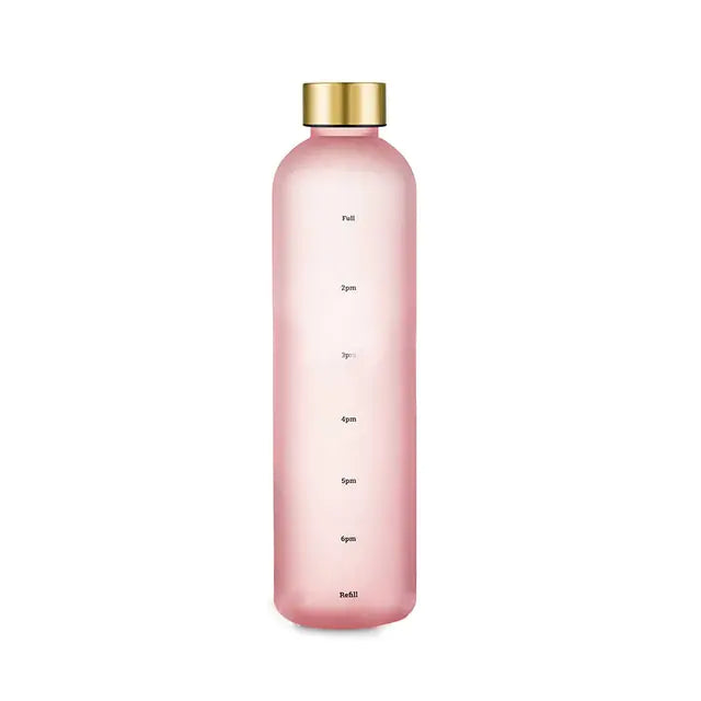 Water Bottle With Time Marker Pink-Gold None Water Bottles dinning dinning table gym home hydration latest water bottle new design water bottle stylish water bottle transparent water bottle water bottle Water Bottles