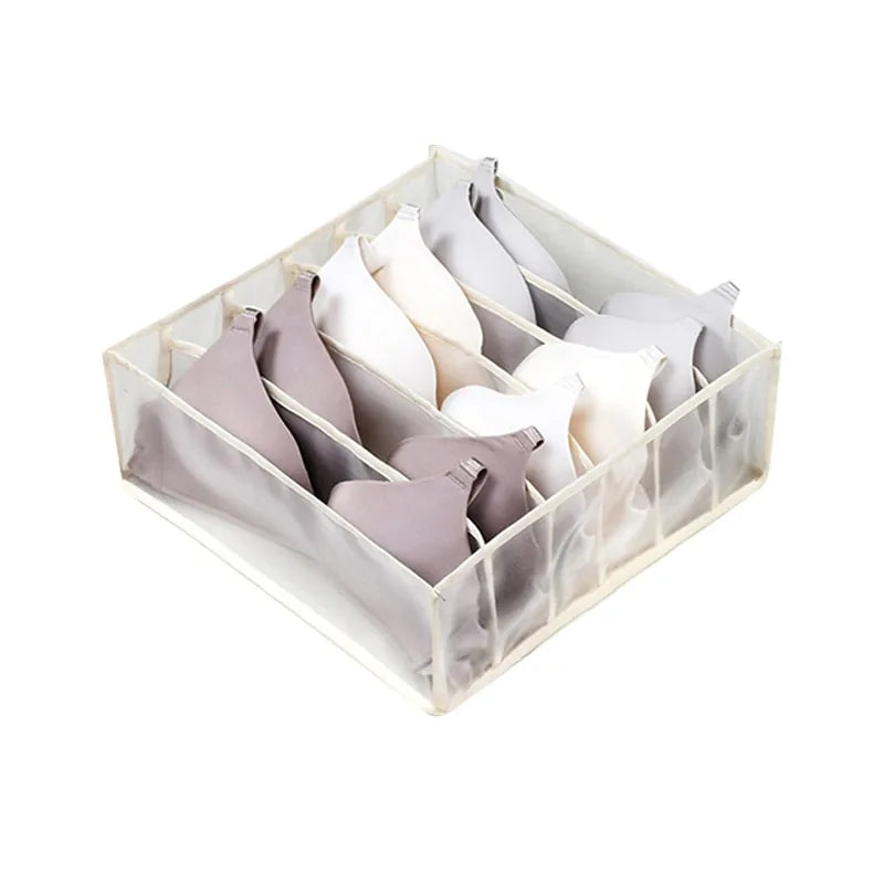 7-Grid Foldable Drawer Organizer for Dorm Closet Beige 6 grids Drawer organisers 7-Grid Foldable Drawer Organizer for Dorm Closet drawer organiser home organizer Organizers racks