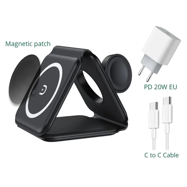 Wireless Charger for Apple Watch/iPhone Black Suit 3 EU Plug