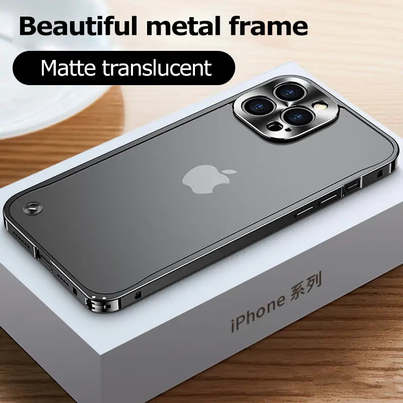 Electroplated Metal Frame Case For iPhone Mobile Phone Cover & Protectors Case For iPhone electronics Frosted Acrylic Back Plate Phone Cases iPhone iphone case with lens protector iphone cover with lens protector matchless matchless online matchlessonline Metal Frame Case For iPhone mobile Phone Accessories