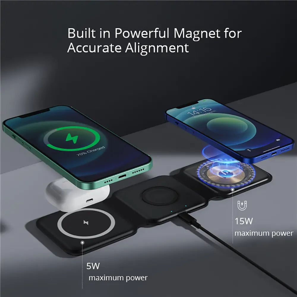 15W Magnetic Wireless Charger | Fast & Convenient | Advanced Technology Wireless Chargers 3 in 1 air pods apple apple watch charging dock charging pads charging station iphone magnetic wireless charger {{ product_collections }} {{ product_description }}