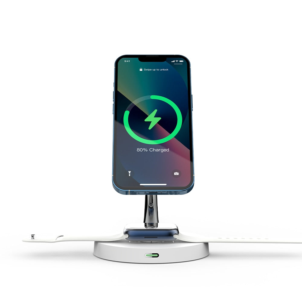 Magnetic Wireless Charger for iPhone | Fast Charging | Convenient & Portable Wireless Chargers 3 in 1 air pods air poods airpods apple apple watch charging pads charging station iphone magnetic New arrival wireless charger {{ product_collections }} {{ product_description }}