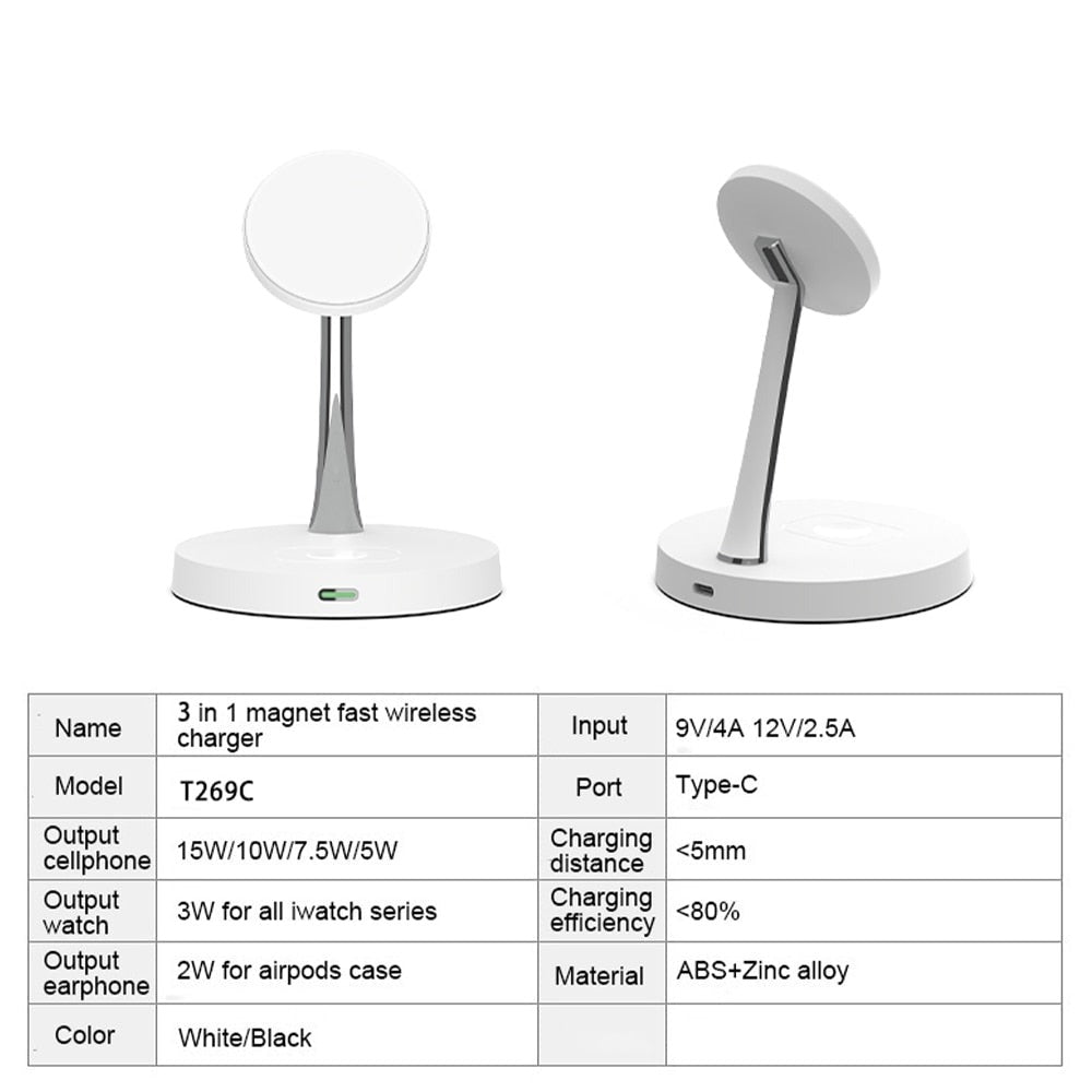 Magnetic Wireless Charger for iPhone | Fast Charging | Convenient & Portable Wireless Chargers 3 in 1 air pods air poods airpods apple apple watch charging pads charging station iphone magnetic New arrival wireless charger {{ product_collections }} {{ product_description }}