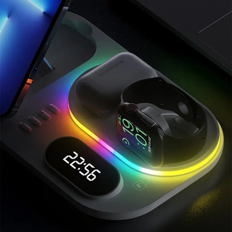 30W LED 4 in 1 Wireless Charger Dock | Fast Charging | RGB Lighting 30w apple charger dock charging dock charging pads charging station iphone led magnetic magsafe mobile New arrival phone portable table wireless charger {{ product_collections }} {{ product_description }}