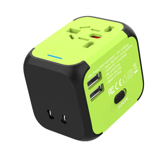 Universal Adapter Sockets Converter Green Adapters & Converters adapter converter electronics electronics accessories plug sockets travel travel adapter universal plug USB USB charger