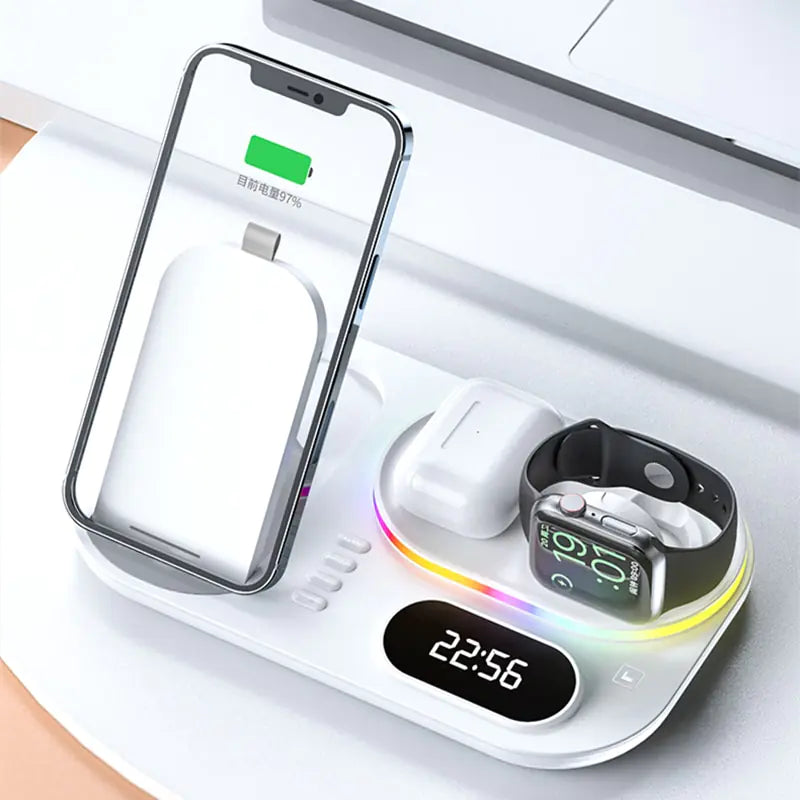 30W LED 4 in 1 Wireless Charger Dock | Fast Charging | RGB Lighting 30w apple charger dock charging dock charging pads charging station iphone led magnetic magsafe mobile New arrival phone portable table wireless charger {{ product_collections }} {{ product_description }}