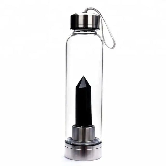 Natural Crystal Stone Water Bottle Black 550ml Water Bottles crystal dinning dinning table gift home latest water bottle new design water bottle transparent water bottle water bottle Water Bottles