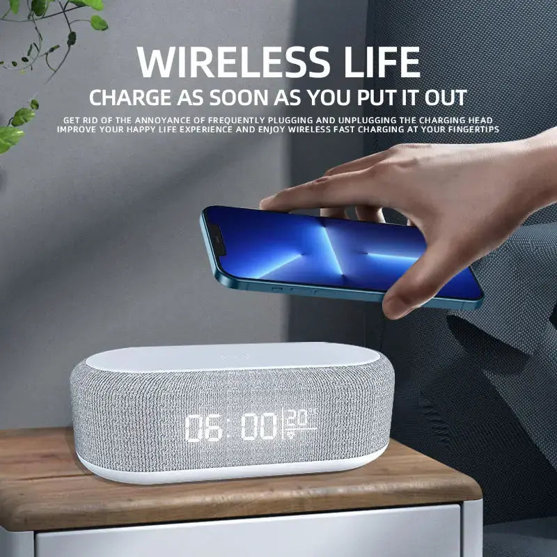 Wireless Charger Alarm Clock | 15W Fast Charging | LED Light & Thermometer Wireless Chargers alarm clcok apple desktop digital fast charging iphone samsung table table clock wireless charger {{ product_collections }} {{ product_description }}