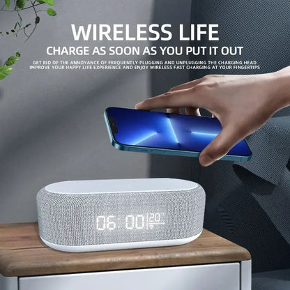 Wireless Charger Alarm Clock | 15W Fast Charging | LED Light & Thermometer Wireless Chargers alarm clcok apple desktop digital fast charging iphone samsung table table clock wireless charger {{ product_collections }} {{ product_description }}