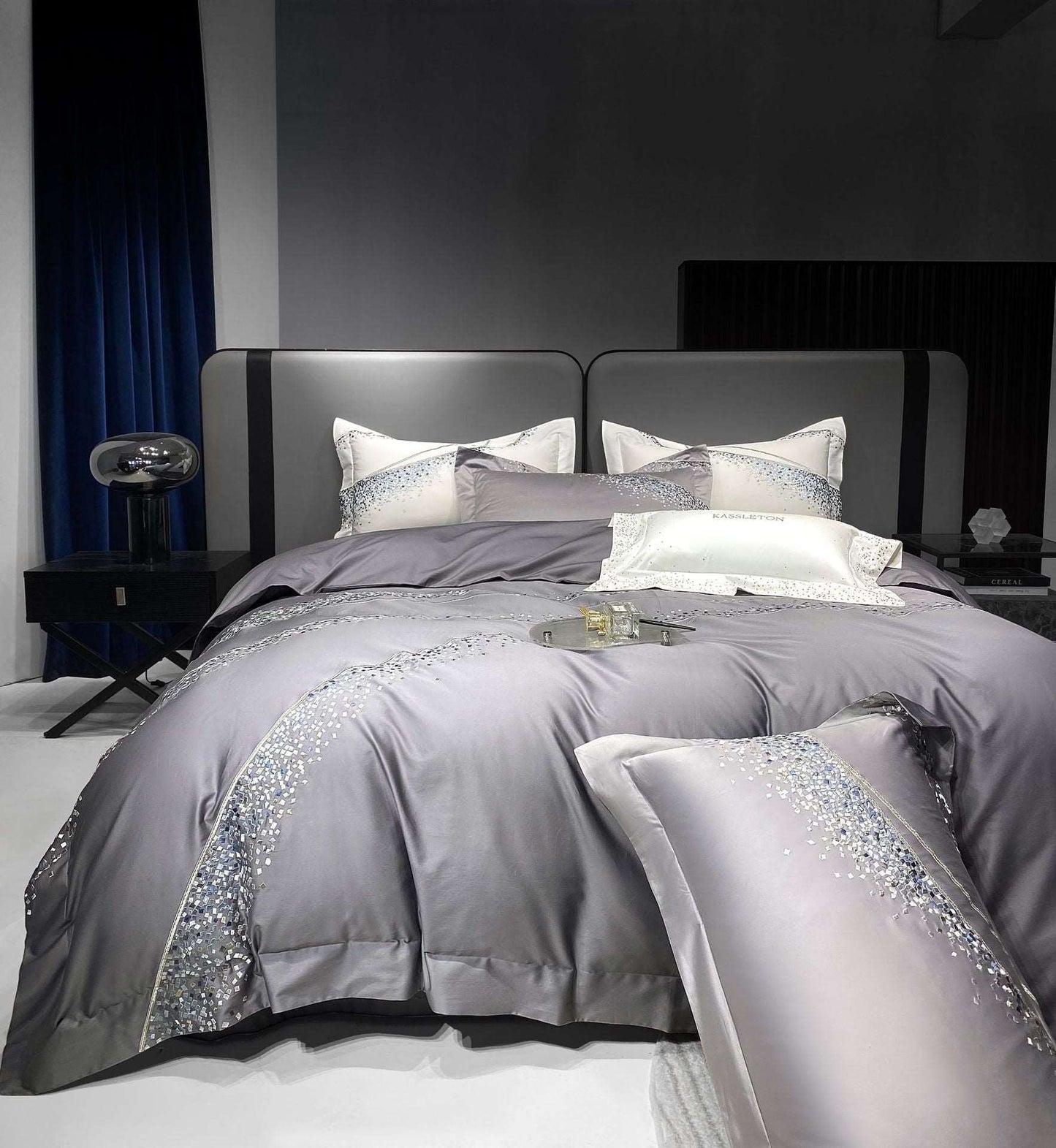 120 Long-staple Cotton Four-piece Set High-grade Simple Embroidery Light Luxury Quilt Cover Bed Sheet Bedding Bed Sheets bed sheet bed sheet set home living room