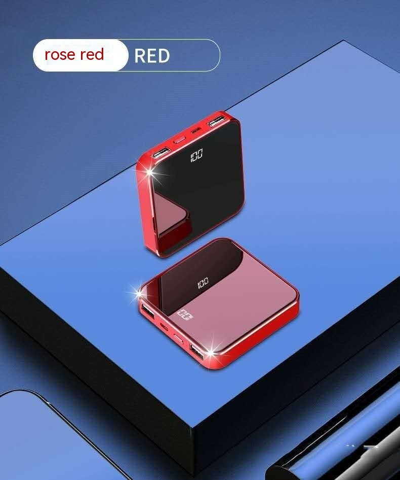 Mini Power Bank Large Capacity Double Face Mirror Thin And Compact Chinese Red Power Banks digital display electronics mirror glass power bank power banks power supply wired charging wireless charging Wireless Power Bank