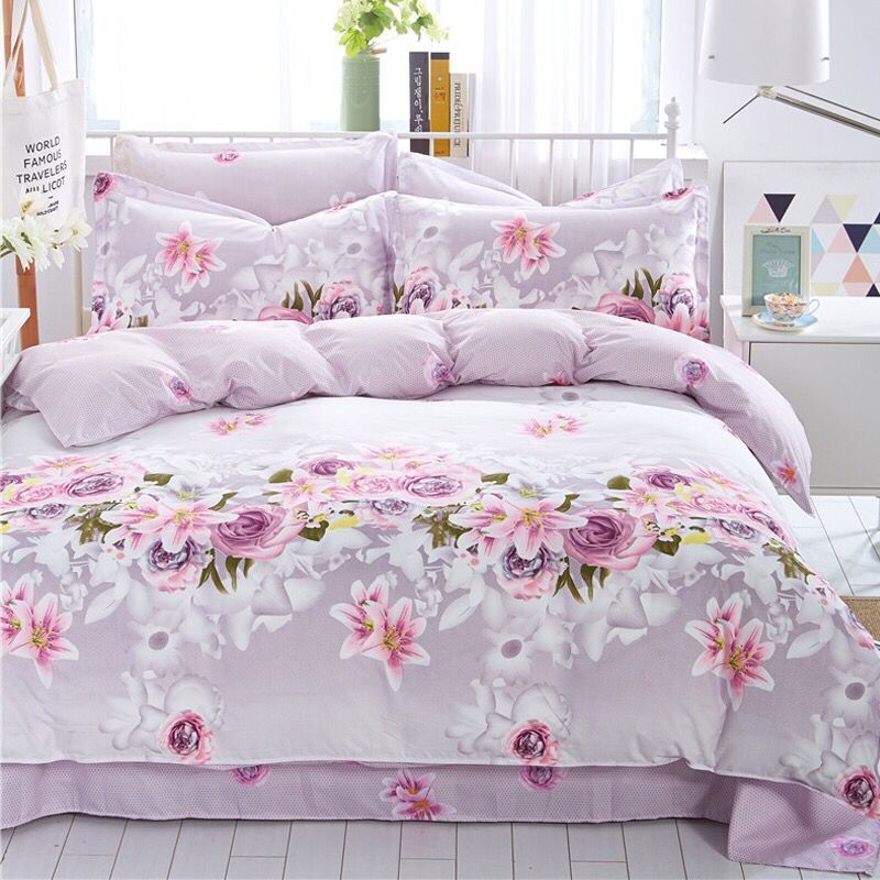 Four-piece Set Duvet Cover One-piece Single Double Thick Bed Sheet Three-piece Set Big Promotion Love Flower Sea Bed Sheets bed sheet bedding duvet cover home modal fiber quilt cover