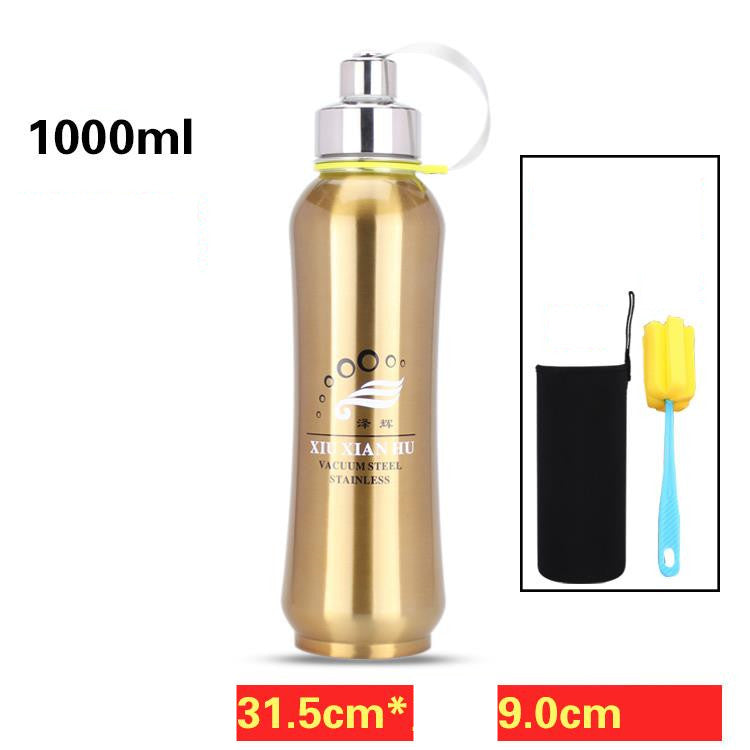 Stainless Steel Water Bottle Vacuum Travel Thermal Cup 18oz Gold 1000ml Tumblers, Bottles & Glass dinning dinning table home portable bottle stainless steel water bottle