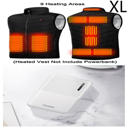 Power Bank 10000 MAh Heating Vest Mobile Power Bank Black 9heating areas XL Power Banks electronics electronics accessories LED display multiports power bank smart power bank