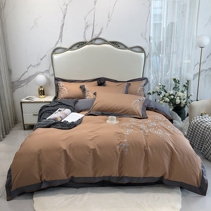 Long-staple Cotton Four-piece Set Bed Sheet Caramel Bed Sheets bed sheet bed sheet set duvet cover home living room