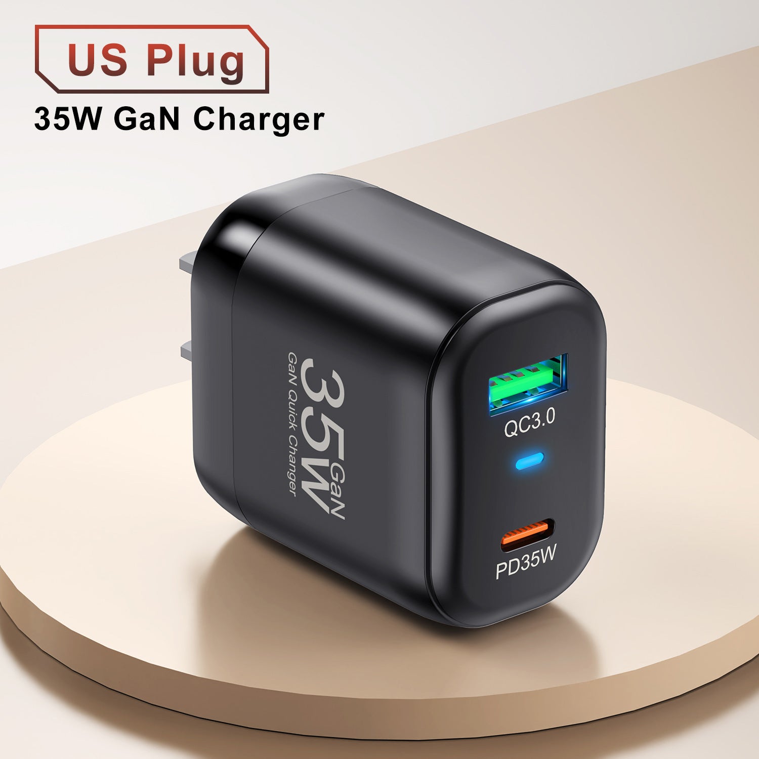 Ultra-Compact 35W GaN Fast Charger - Dual Type-C & USB-A Ports - Available in Black & White GaN Chargers 35W best portable charger C type fast charger Gallium Nitride Char GaN chargers multi port portable portable cahrger USB usb c type wall charger {{ product_collections }} {{ product_description }}