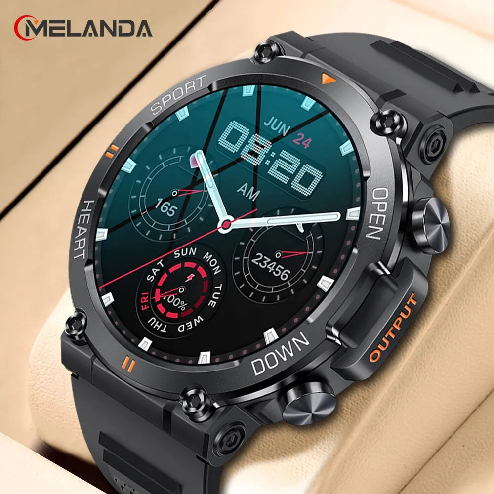 MELANDA 1.39 Inch HD Bluetooth Call Smart Watch Men Sports Fitness Tracker Heart Monitor 400mAh Smartwatch For Android IOS MD56 Smart Watches electronics smart watches