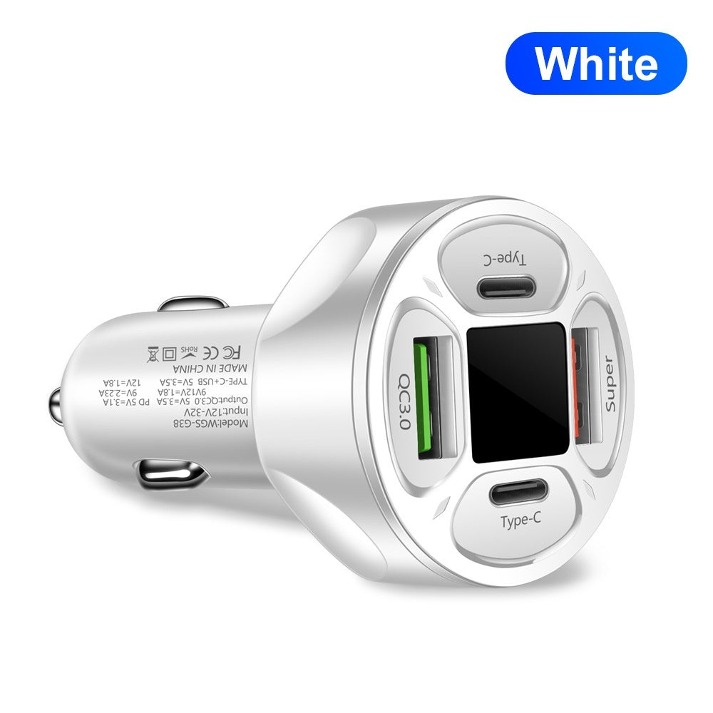 66W Multi-Port Car Charger – Digital Display, Dual USB & Type-C Package In White Mobile chargers for cars Car Charger Digital Display Car Charger Fast Charging Car Charger Multi-Port Car Charger Super Fast Car Charger Universal Car Charger USB Type-C Car Charger {{ product_collections }} {{ product_description }}