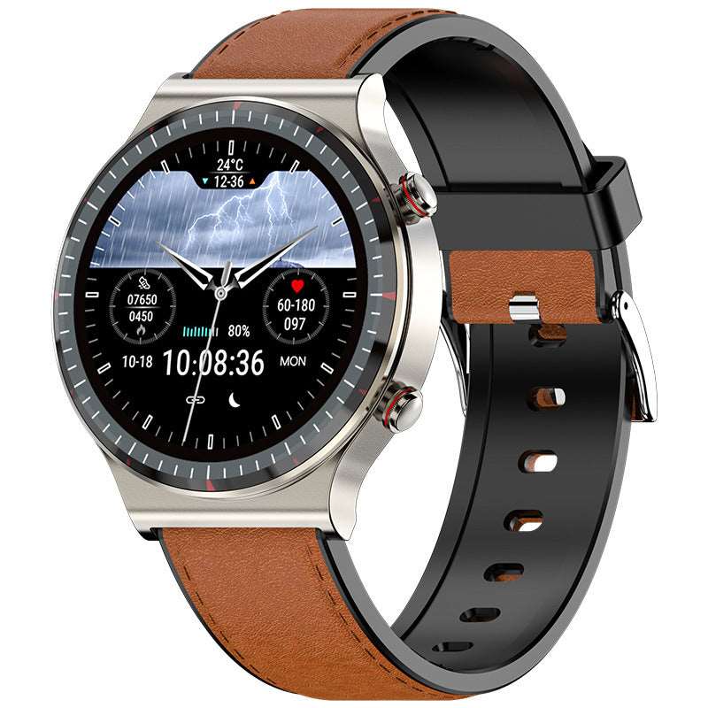 Smartwatch ECGPPG ECG Heart Rate Blood Pressure Blood Oxygen Heart Rate Body Temperature HRV Watch Silver brown Smart Watches electronics smart watch