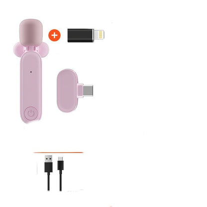 One To Two Wireless Lavalier Microphone Pink Typec conversion head Microphones audio audio devices blogging bluetooth cable micro phone computer accessories electronics gaming gaming microphone microphones online meeting