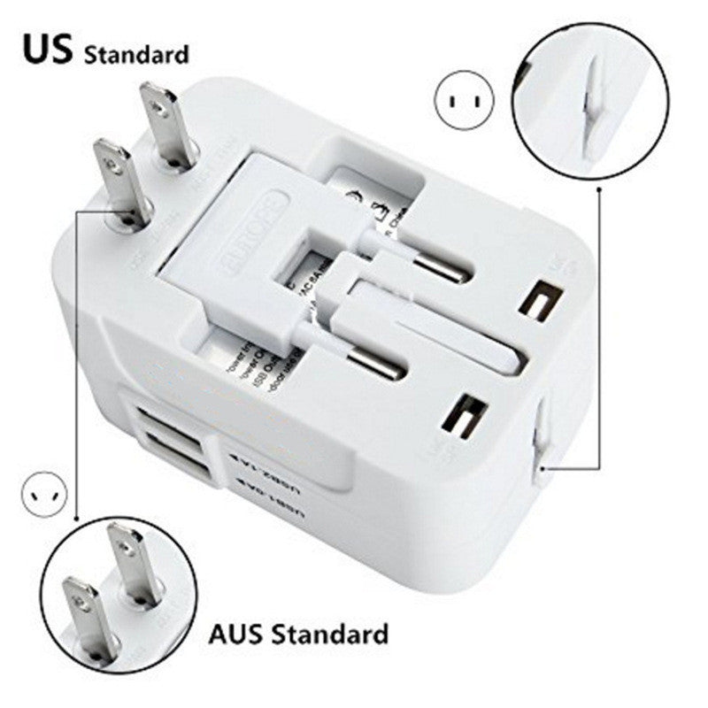 Travel Universal Conversion Plug Dual USB White 77x50x40mm Adapters & Converters charger electronics electronics accessories multi connections multiports surge protector travel adapter USB