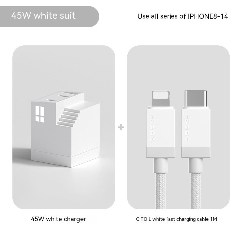 Dual Port Fast Charger Box White Apple Thread Set Adapters & Converters accessories adapter charger electronics fast charger stylish unique