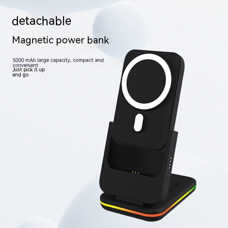 Magnetic Three-in-one Wireless Charger Electrical Magnetic Power Bank 5000 MA Magnetic Wireless Charger Power Banks charging port electronics magnetic portable power bank wireless charging