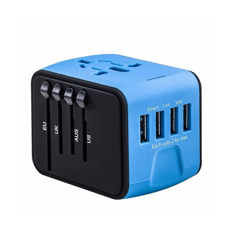 Universal Power Travel Adapter Blue 6.5 x 5 x 5 m 2.6 x 2 x 2 inches Adapters & Converters Adapter adapters Charger charger adapter charger adapters converter electronics electronics accessories fast charger Mobile Charger portable Charger travel adapter