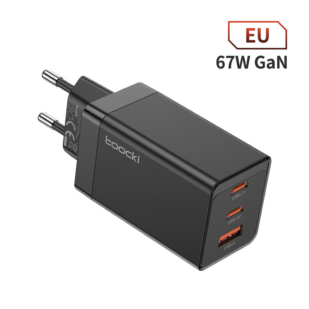 High-Power 67W GaN Pole Charger - Three-Port Fast Charging - USB & Type-C 67W European Black Charger GaN Chargers 67W c type fast charger GaN chargers multiports New arrival portable USB {{ product_collections }} {{ product_description }}