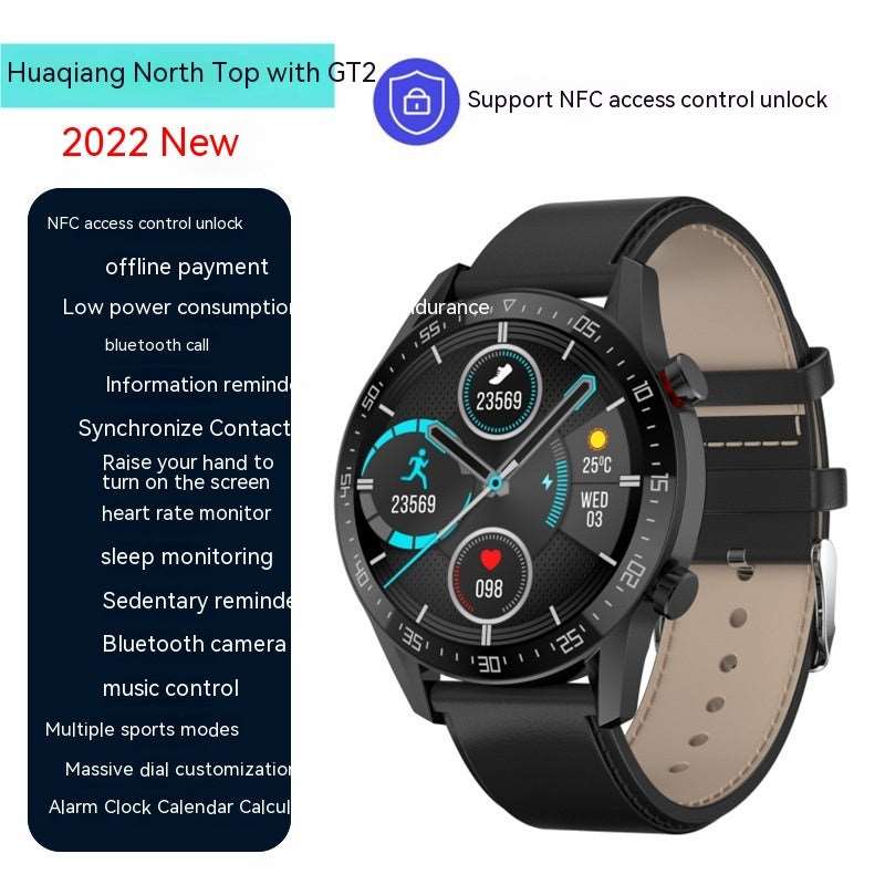 Smart Watch NFC Access Control Bluetooth Calling Black Watch Black Belt Smart Watches bluetooth calling electronics health tracking NFC selfie mode smart watch water proof