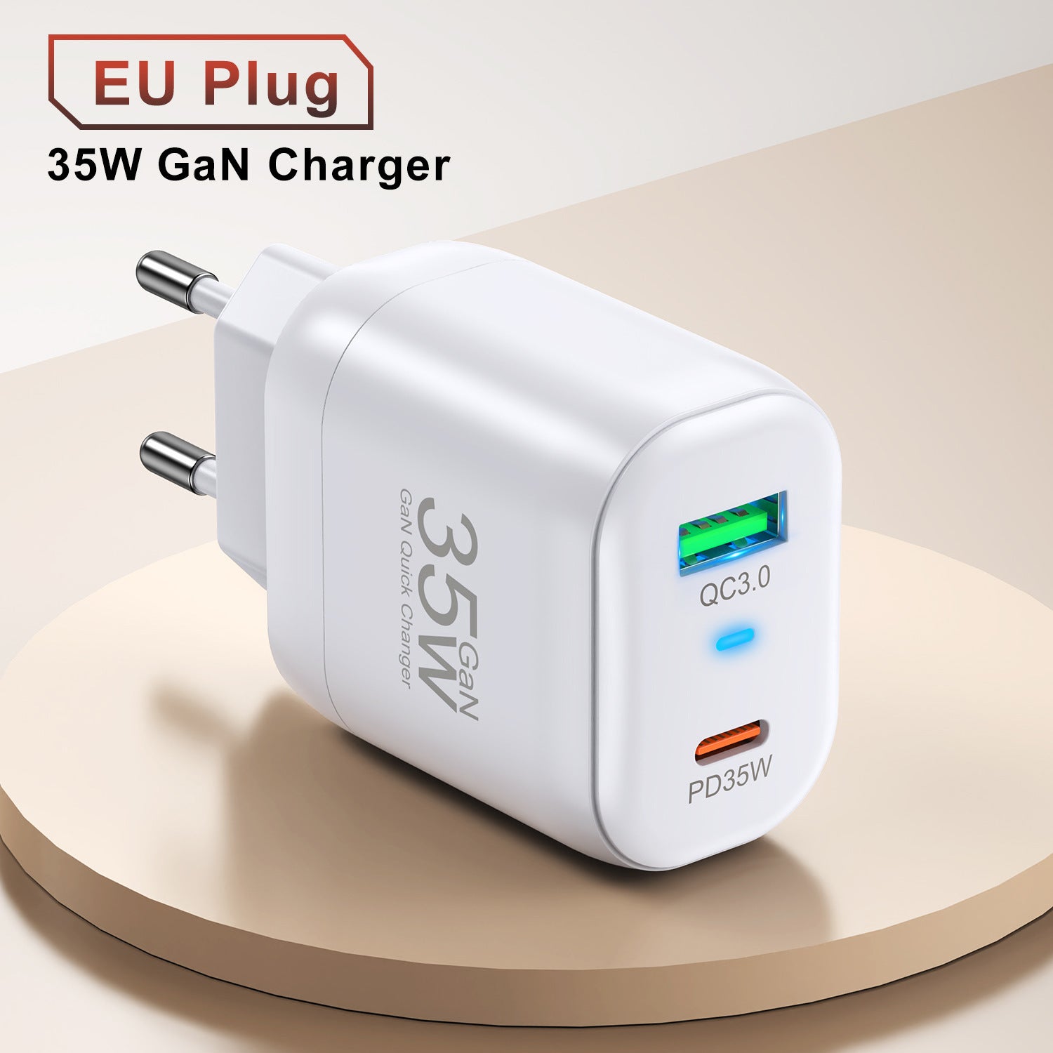 Ultra-Compact 35W GaN Fast Charger - Dual Type-C & USB-A Ports - Available in Black & White GaN Chargers 35W best portable charger C type fast charger Gallium Nitride Char GaN chargers multi port portable portable cahrger USB usb c type wall charger {{ product_collections }} {{ product_description }}