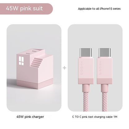 Dual Port Fast Charger Box Pink TypeC cable set Adapters & Converters accessories adapter charger electronics fast charger stylish unique