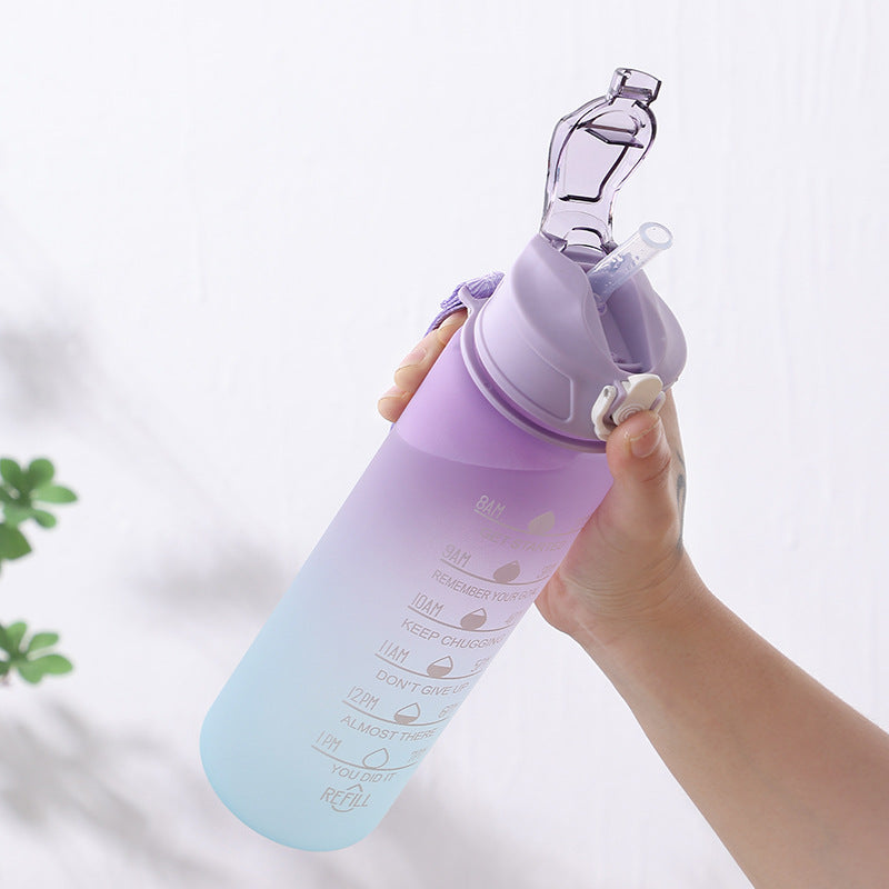 Large Capacity Sports Plastic Scale Water Bottle Portable Sports Bottle Portable Drinking Cup With Straw Water Bottles bottle bottle with straw dinning table home kitchen trendy water bottle