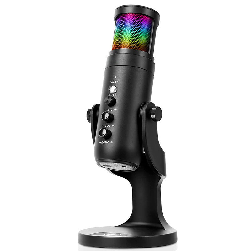 RGB Colorful Breathing Ambience Light USB Condenser Microphone Microphones audio audio devices blogging bluetooth cable micro phone computer accessories electronics gaming gaming microphone microphones online meeting