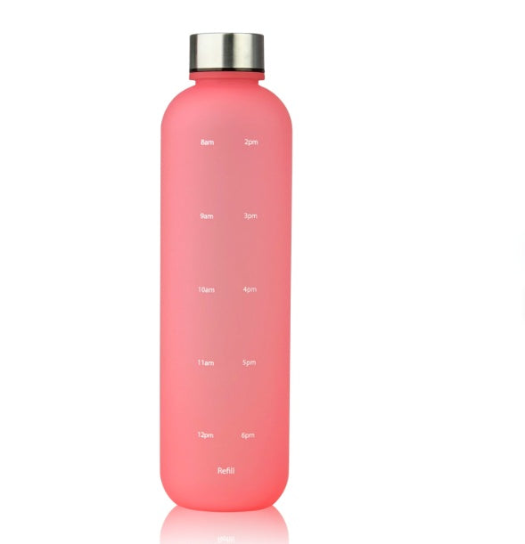 Plastic Water Bottle Frosted Gradient Sports Handle Pink 1L Tumblers, Bottles & Glass black golden home kitchen portable water bottle