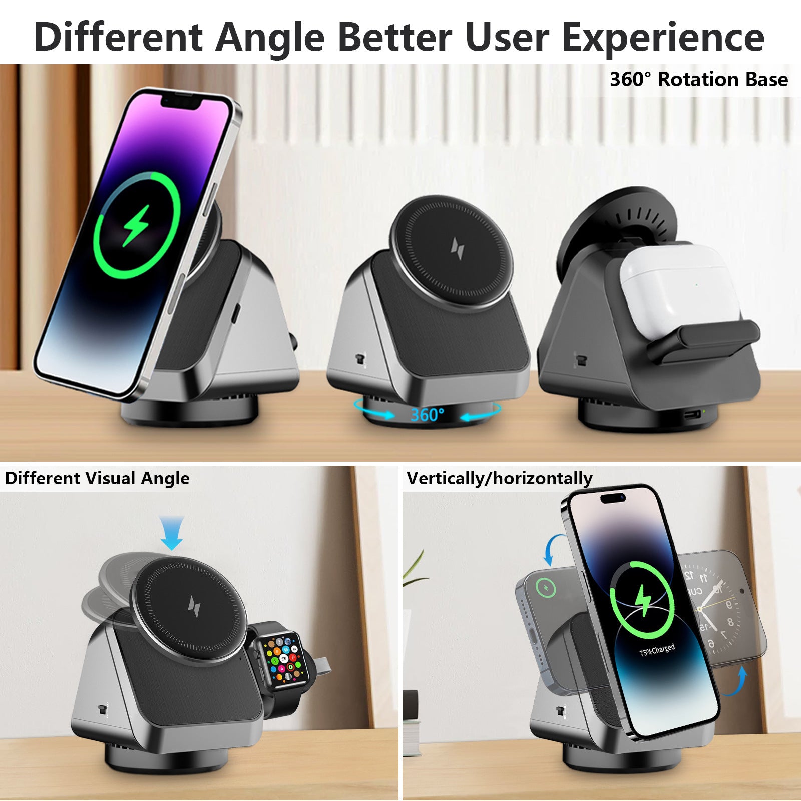 3 in 1 MagSafe Magnetic Wireless Charger | Mobile Phone, Watch, and Headset Charging Station Wireless Chargers 3 in 1 fast charger magnetic magsafe wireless {{ product_collections }} {{ product_description }}