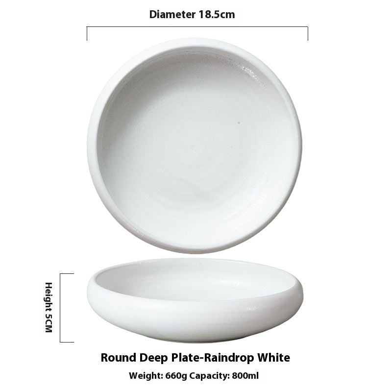 7-inch Retro Deep Plates Round Hand-painted Household Dinner Plate Raindrop White 7 Inches Dinner Sets bowl bowls dinner bowl dinner plates dinner set dinning table home plates