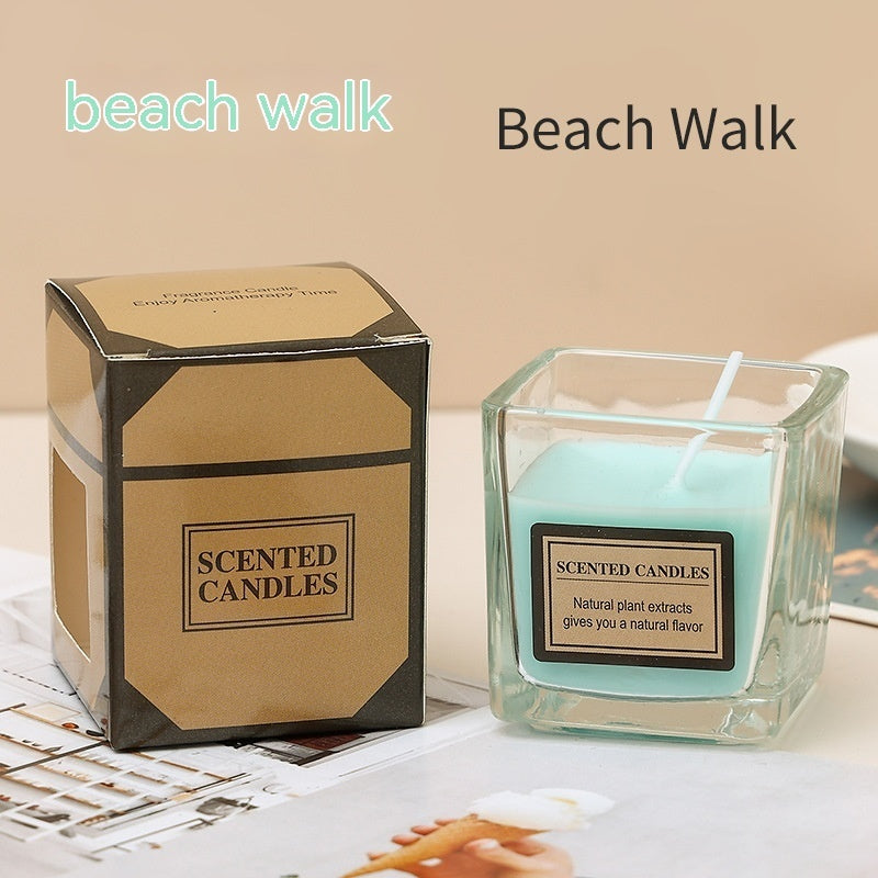 Smoke-free Glass Aromatherapy Candle Light Blue Beach Candles candles decor home