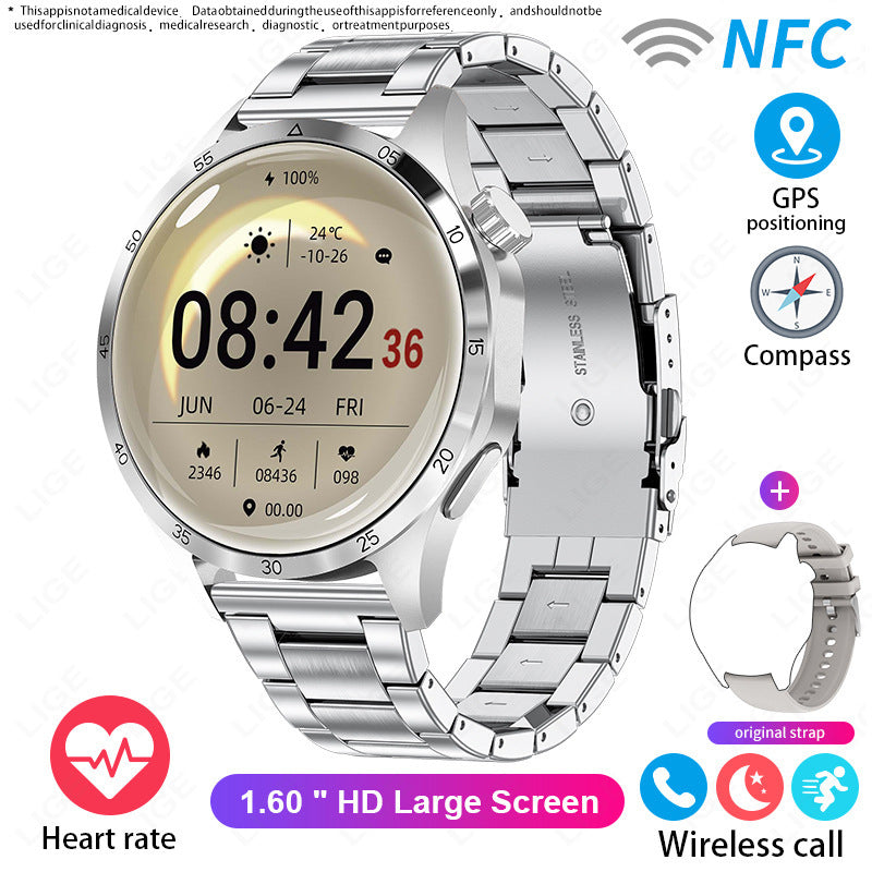 Sport Smart Watch Bluetooth Calling Waterproof Steel Belt Silver Case Smart Watches electronics health monitoring smart watch sports tracking