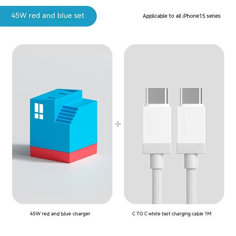 Dual Port Fast Charger Box Red Blue TypeC cable set Adapters & Converters accessories adapter charger electronics fast charger stylish unique