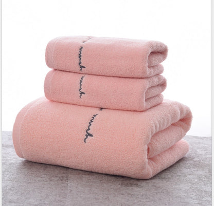 Fashion Pure Cotton Bath Towel Gift Set High-end Couple Adult Towel Pink 1bath towel and 2face towels Towels bath towel Bedding and towels best drying bath towel cotton towels Home towels