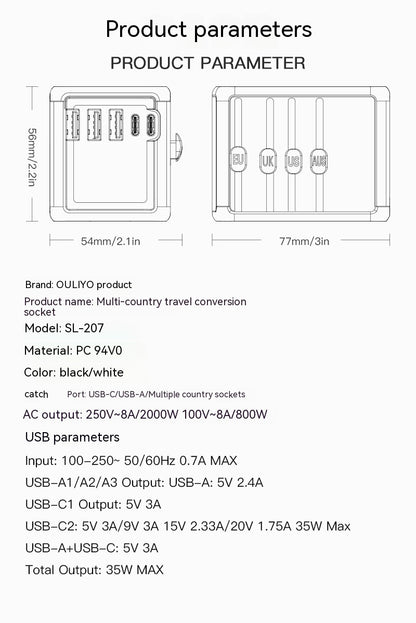 International Universal Travel Conversion Plug Dual C Socket Adapters & Converters adapter C type converter electronics electronics accessories multiports travel universal