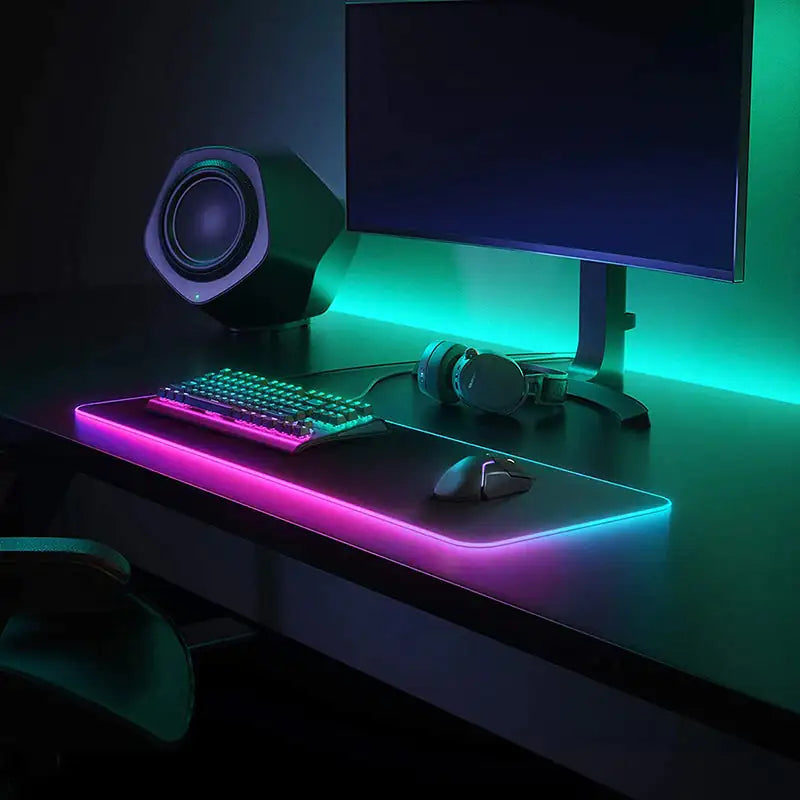 Luminous LED Lighting Mouse Pad Desk Mat computer Computer Accessories computer table accessories Computers Computers & Accessories electronics Electronics & Gadgets electronics accessories Luminous LED Lighting Mouse Pad RGB mouse and keyboard mat for computer table