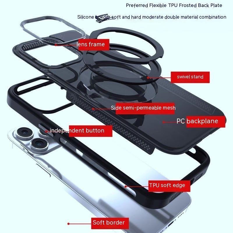 Rotating Bracket Magnetic Suction Phone Case | Frosted Heat Dissipation | Drop-resistant iPhone cases back stand iPhone iPhone case lens protection lens protector lens protectors magsafe new arrival phone case with stand premium stand with stand {{ product_collections }} {{ product_description }}