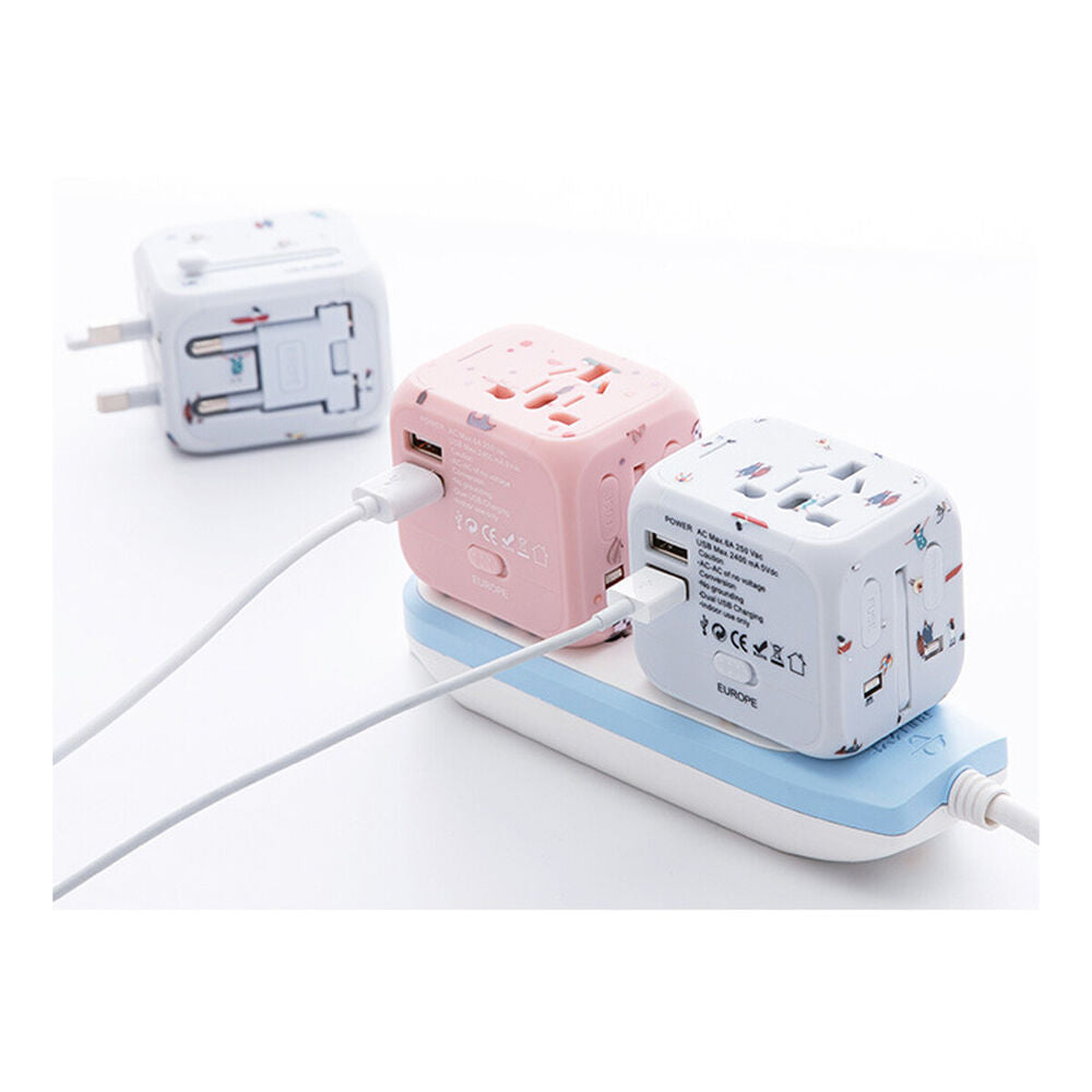 WorldWide Universal Outlet Travel Adapter UK EU US AU Multi Plug Charger W 2USB Adapters & Converters adapter converter electronics electronics accessories multiports USB