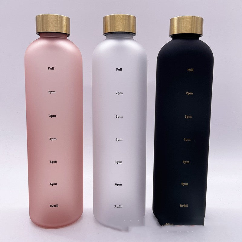 Large Capacity 1L Time Water Cup Fitness Water Bottle Gradient Color Matte Tumblers, Bottles & Glass home kitchen modern portable simple water bottle