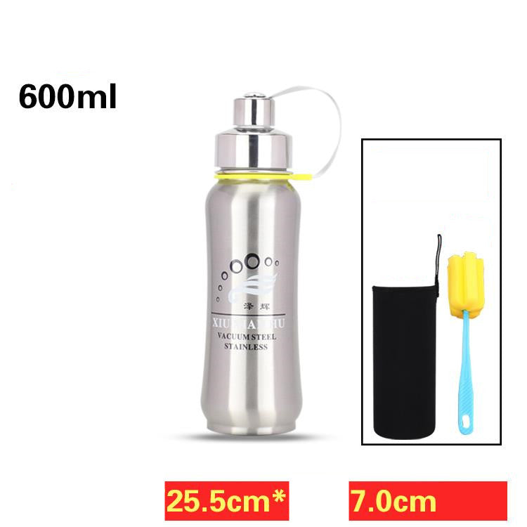 Stainless Steel Water Bottle Vacuum Travel Thermal Cup 18oz Steel Natural Color 600ml Tumblers, Bottles & Glass dinning dinning table home portable bottle stainless steel water bottle