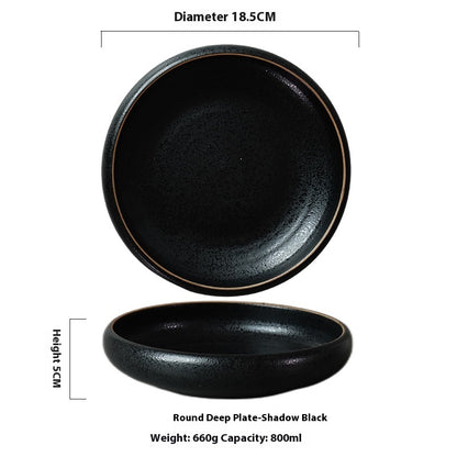 7-inch Retro Deep Plates Round Hand-painted Household Dinner Plate Shadow Black 7 Inches Dinner Sets bowl bowls dinner bowl dinner plates dinner set dinning table home plates