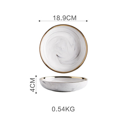 Marble Tableware Bowls Plates Rice Small 7.5inch deep plate Dinner Sets dinner plates dinner set home plates