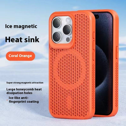 Breathable Honeycomb Heat Dissipation Phone Case | Shockproof & Magnetic Suction Orange iPhone cases breathable camera protection fall protection heat dissipation holes iPhone lens protection New arrival {{ product_collections }} {{ product_description }}